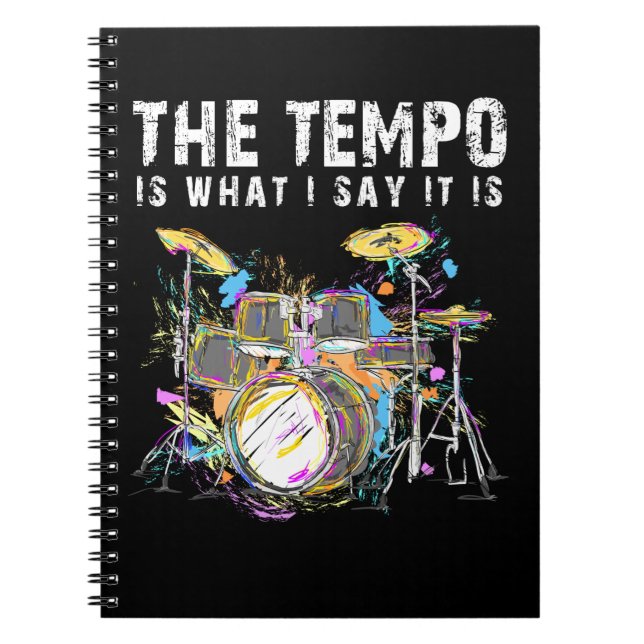 Caderno Espiral Engraçado Drummer Cita Drumset Rock Banda Musical (Frente)