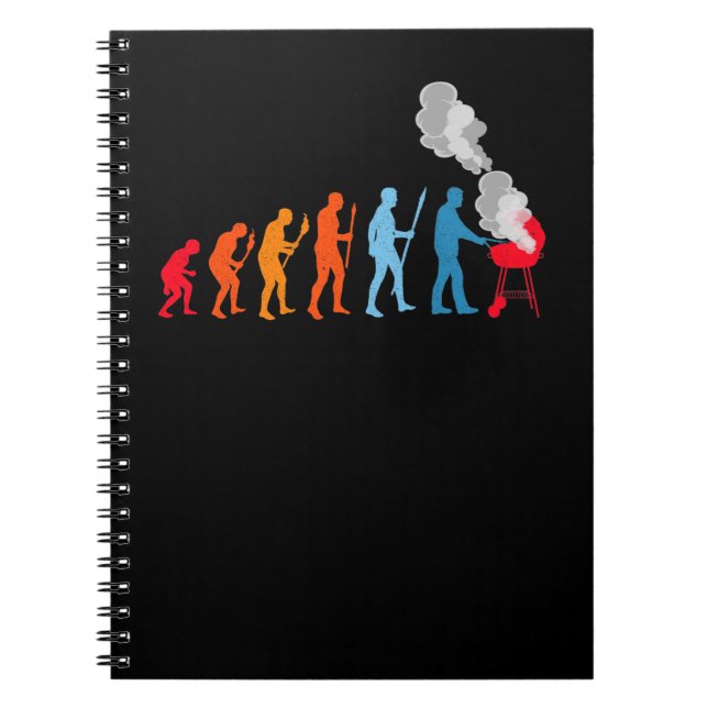 Caderno Espiral Engraçado Evolução Do CHURRASCO Barbecue Grill Mea (Frente)