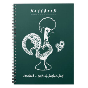 Caderno Espiral Engraçado Galo Moderno Português Silhout