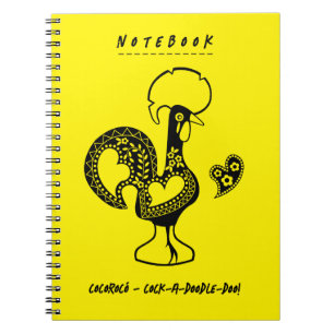 Caderno Espiral Engraçado Galo Moderno Português Silhout