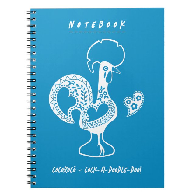 Caderno Espiral Engraçado Galo Moderno Português Silhout (Frente)