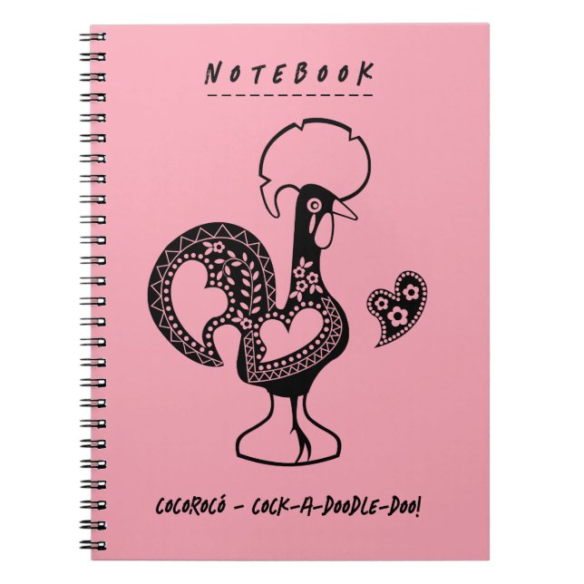 Caderno Espiral Engraçado Galo Moderno Português Silhout (Frente)
