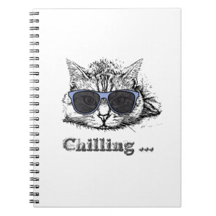 Caderno Espiral Engraçado Gato Refrigerado Com Óculos De Sol Bonit