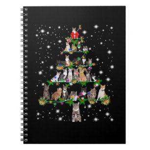 Caderno Espiral Engraçado Gatos De Natal Dom De Decoração De Te