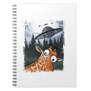 Caderno Espiral Engraçado Giraffe UFO Zoo Animal Esquisito Memória