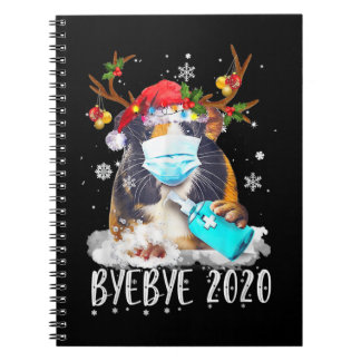 Caderno Espiral Engraçado Guiné Porco Rosto de Natal Tchau Tchau 2