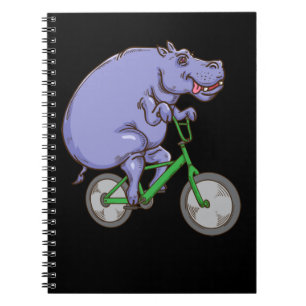 Caderno Espiral Engraçado Hippo Andando Bicicleta Hippopotamia Cr