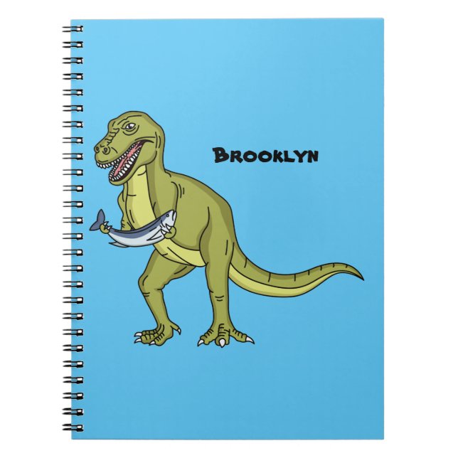 Caderno Espiral Engraçado ilustração do dinossauro T rex (Frente)