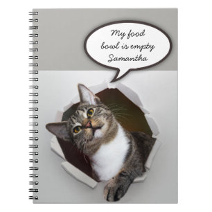 Caderno Espiral Engraçado Interromper Mensagem Personalizada Cat