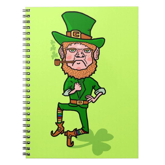 Caderno Espiral Engraçado Irlandês, Lucky Leprechaun (Frente)