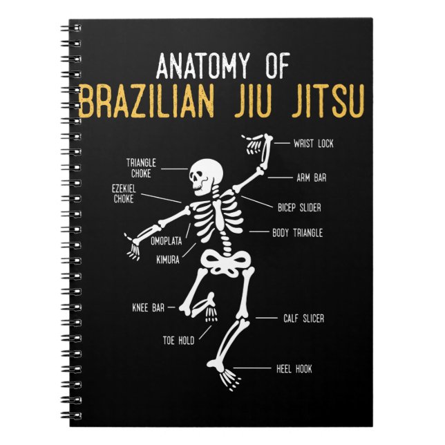 Caderno Espiral Engraçado Jiu Jitsu Fighter Anatomy BJJ Treinando  (Frente)