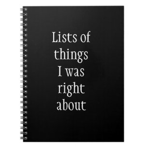 Caderno Espiral Engraçado Listas de coisas de humor