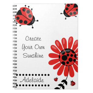 Caderno Espiral Engraçado Moderno Vermelho Ladybug Personalizado