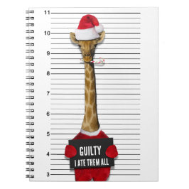Caderno Espiral Engraçado Mugshot Guilty Giraffe Natal