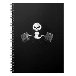 Caderno Espiral Engraçado Panda Trabalhando Kitten Gym Poder de D