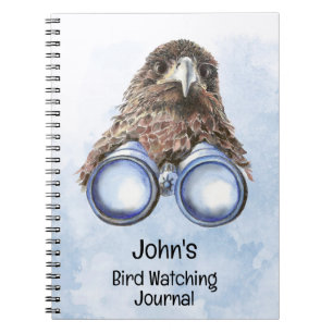 Caderno Espiral Engraçado Pássaro Personalizado Observando Diário
