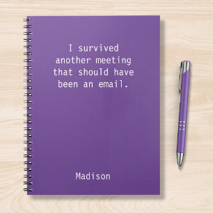 Caderno Espiral Engraçado Personalizado Eu Sobrevivi À Reunião