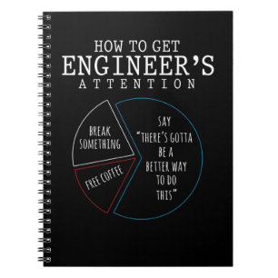 Caderno Espiral Engraçado Piada de engenharia Engenheiro de café