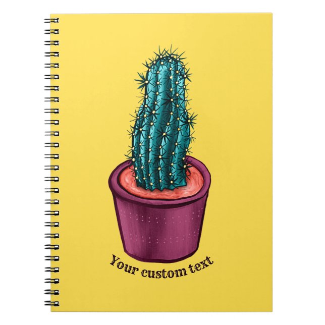 Caderno Espiral Engraçado Pote Cactus Trippy Psychedelic Abraços p (Frente)
