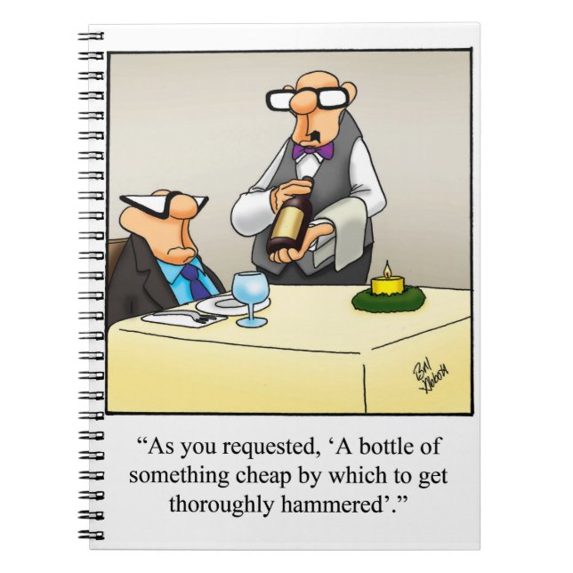 Caderno Espiral Engraçado presente no Diário de humor do vinho (Frente)
