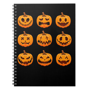 Caderno Espiral Engraçado Pumpkin Encarado Feliz Pumpkins Triste