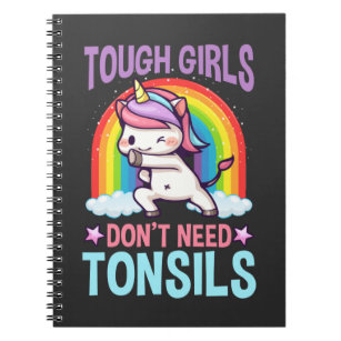 Caderno Espiral Engraçado Remoção do Tonsil Unicorn Criança Tonsil