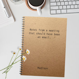 Caderno Espiral Engraçado Reunião do Office Notes Personalizadas