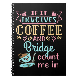 Caderno Espiral Engraçado se envolve café e ponte