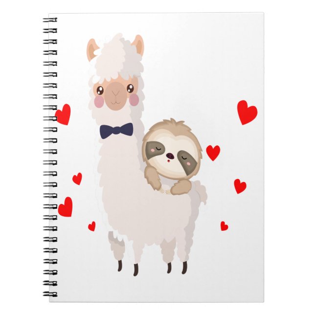 Caderno Espiral Engraçado Sloth Riding Lama Shirt Engraçado Alpaca (Frente)