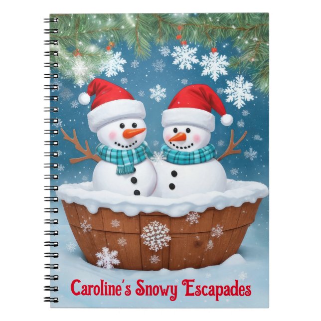 Caderno Espiral Engraçado Snowmen (Frente)
