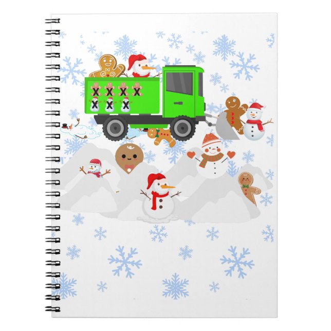 Caderno Espiral Engraçado Snowplwing Homens de Neve e Gingerpão (Frente)