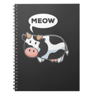 Caderno Espiral Engraçado Som Animal Pun Cow e Cat Lover