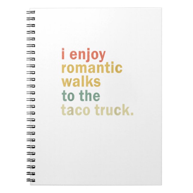 Caderno Espiral Engraçado Taco Romântico Walk Taco Truck Lover Tac (Frente)