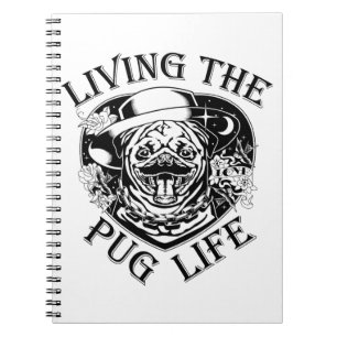Caderno Espiral Engraçado Viver A Vintagem Do Pug Life