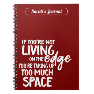 Caderno Espiral Engraçado viver na borda motivacional dizendo verm