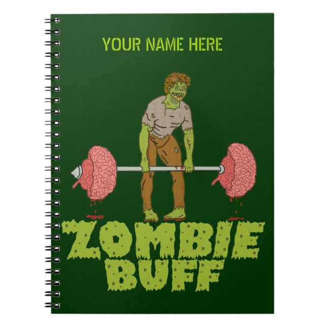 Caderno Espiral Engraçado Zombie Buff Levantador de Peso (Frente)