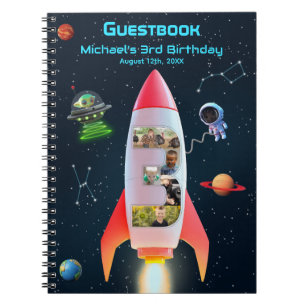Caderno Espiral Enorme Três Livro de Convidado do Rocket Space a