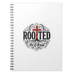 Caderno Espiral Enraizado em Cristo Design de Cruz Cristã Vintage_