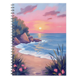 Caderno Espiral Enseada do Paraíso | Ondas do Oceano ao Pôr do Sol