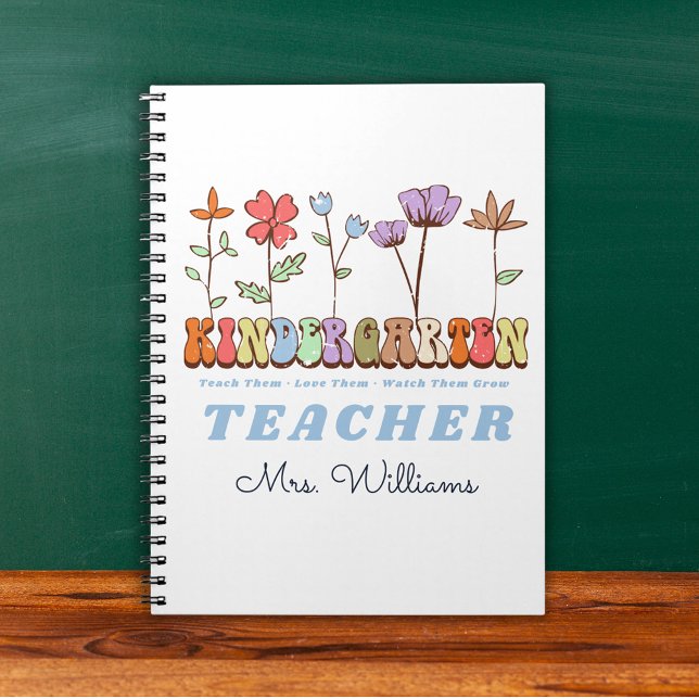 Caderno Espiral Ensinador de Amor Cresce Flores Selvagens Professo (Teach Love Grow Wildflowers Kindergarten Teacher Notebook)