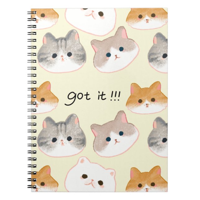 Caderno Espiral "Entendi! Notebook Adorable Cat Faces 🐾 (Frente)