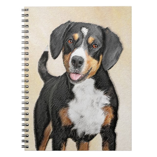 Caderno Espiral Entlebucher Mountain Dog Painting - Arte Original (Frente)