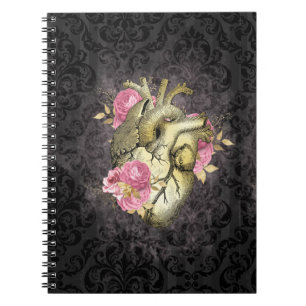 Caderno Espiral Ephemera Heart Steampunk