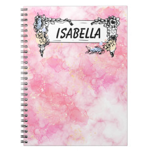 Caderno Espiral Ephemera, ornamento minimalista de Boho rosa