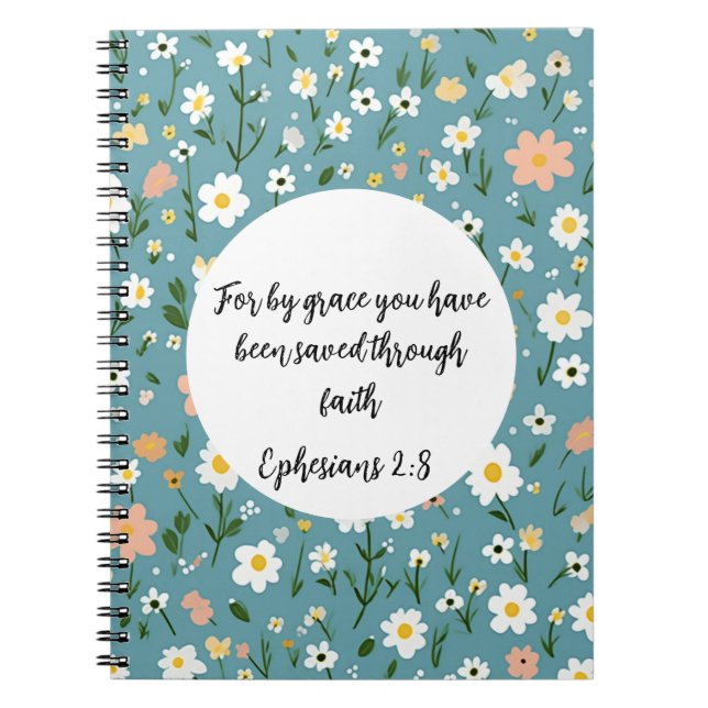 Caderno Espiral Ephesians 2:8 Christian Spiral Photo Notebook (Frente)