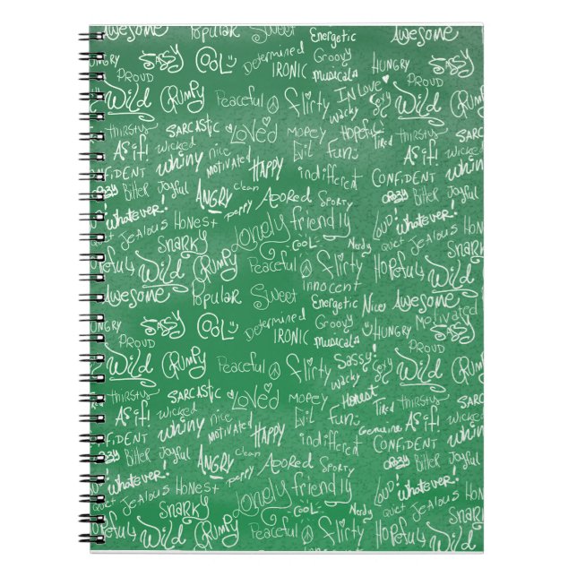 Caderno Espiral Epic Chalkboard Moods Engraçado Ditos Escolares (Frente)