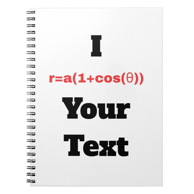 Caderno Espiral Equação Polar Personalizável (I Coração) (Frente)