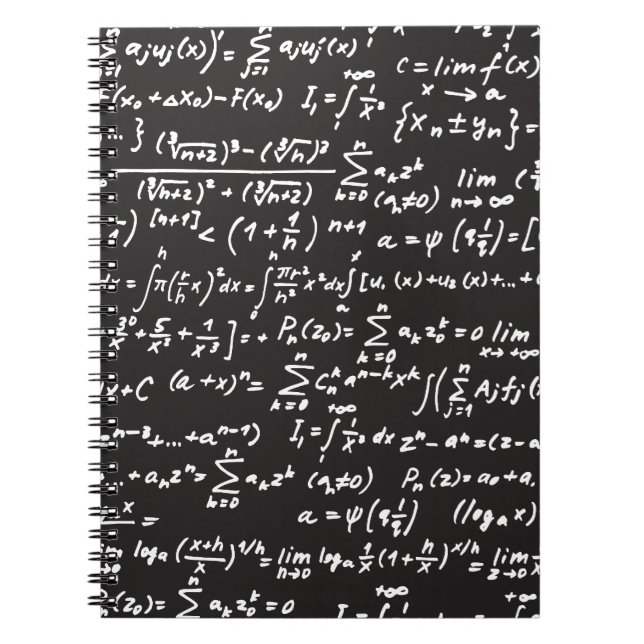 Caderno Espiral Equações matemáticas de quadro negro (Frente)
