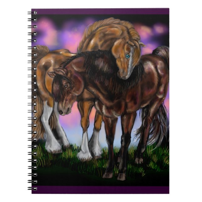 Caderno Espiral Equine Devotion sunset cavalo~notebook (Frente)