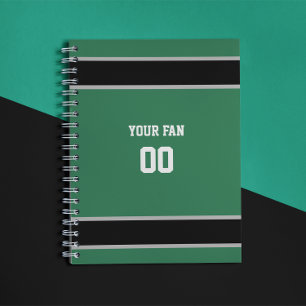 Caderno Espiral Equipa de futebol verde & preta personalizada